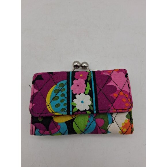 Vera Bradley Small Kisslock Wallet  Va Va Bloom Tri-Fold Coin Purse Colorful - Picture 1 of 9